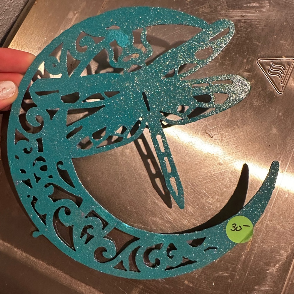 Teal Dragonfly Moon Wall Decor